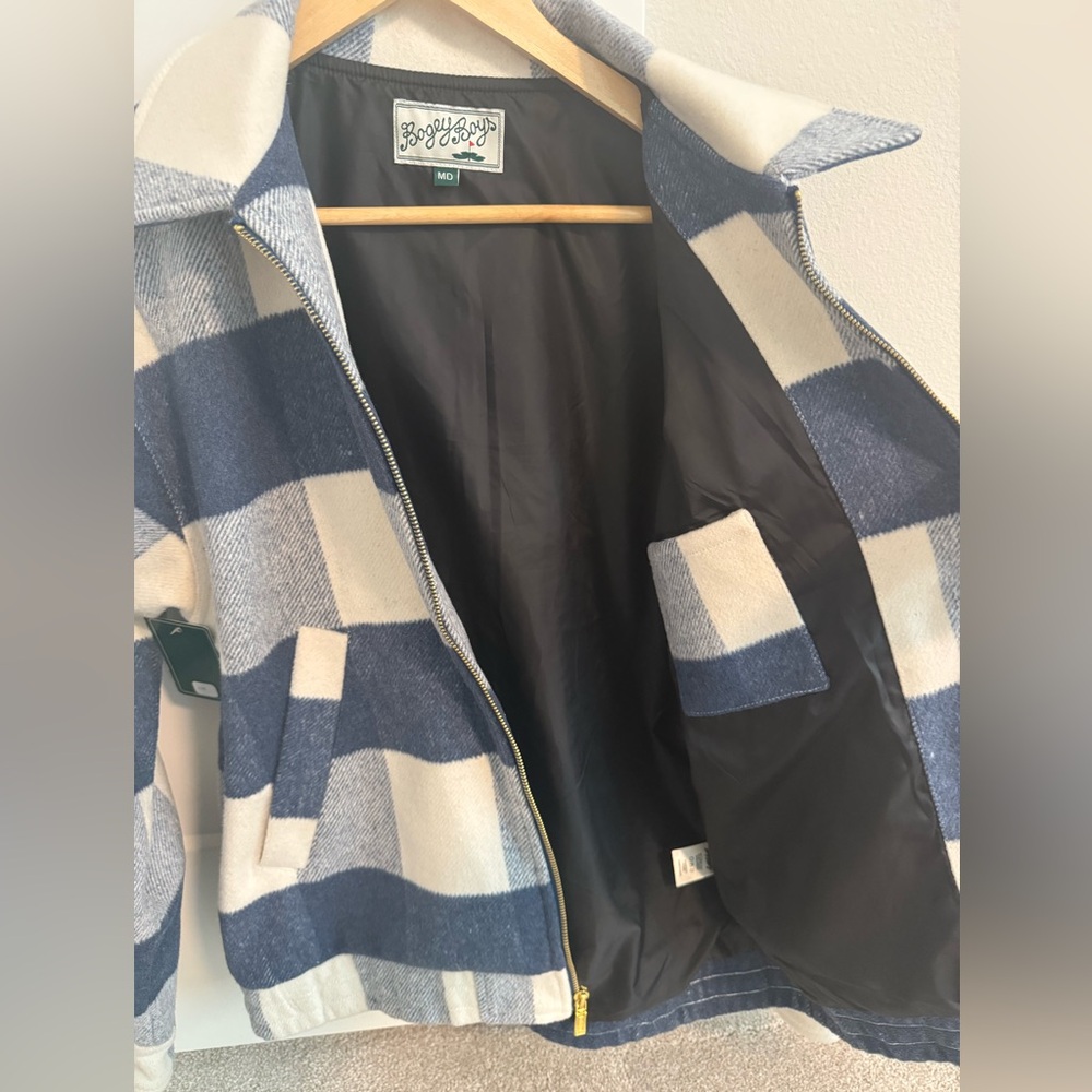 Bogey Boys Blue & Cream Checked Zip-Up Shirt Jacket - Picture 4 of 10